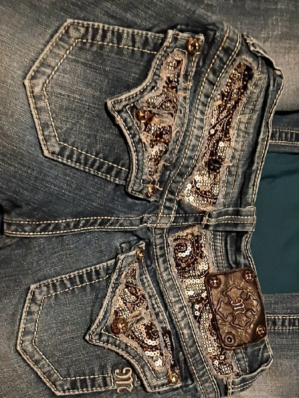 Miss Me - Women's Blue Embellished Denim Jeans